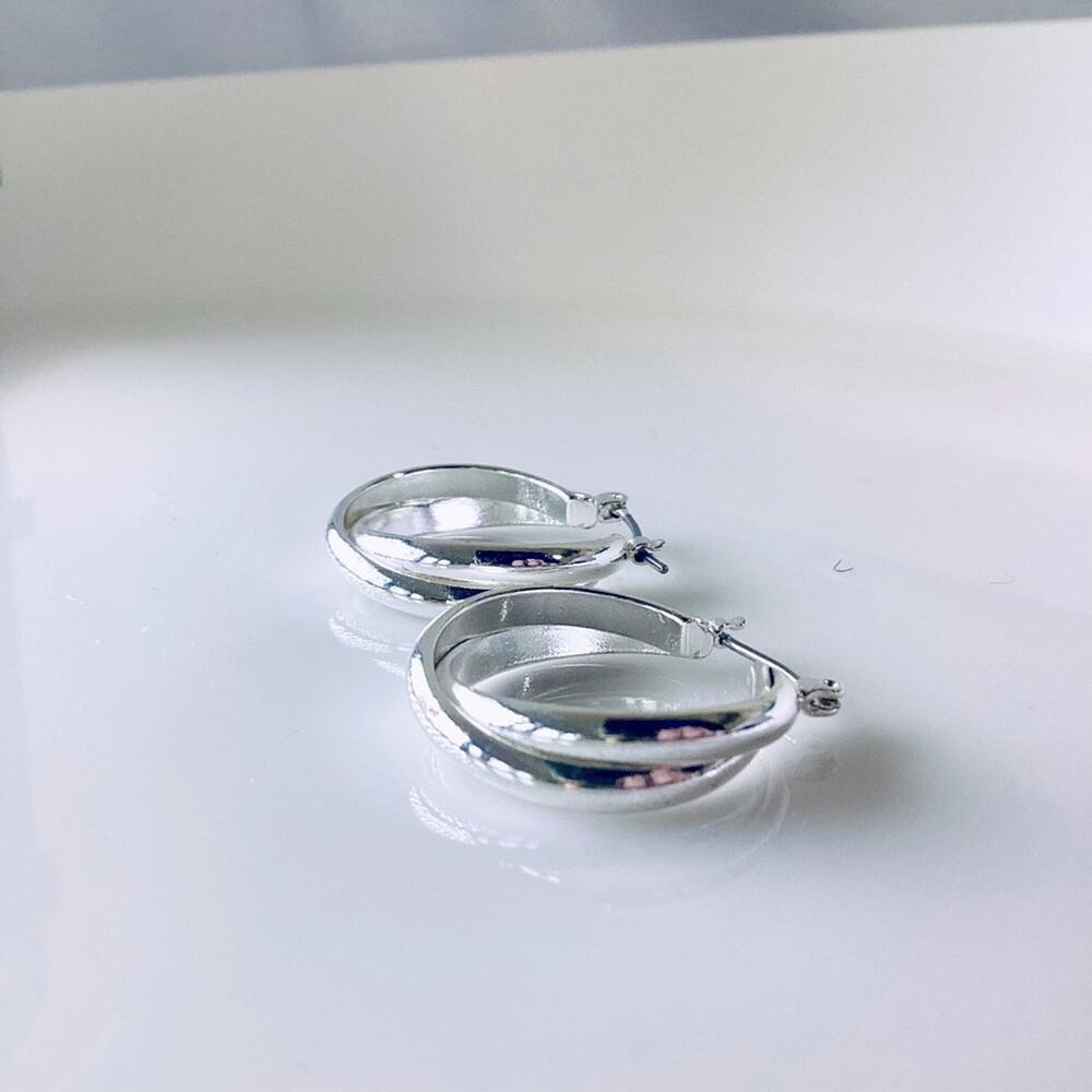 Classic Silver Twisted Hoop Earrings